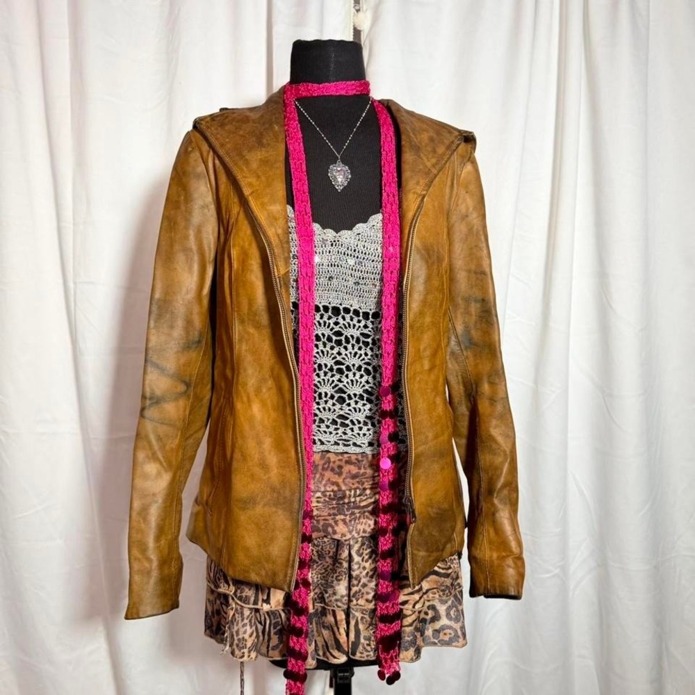 Vintage Distressed Italian Leather Jacket (S/M)